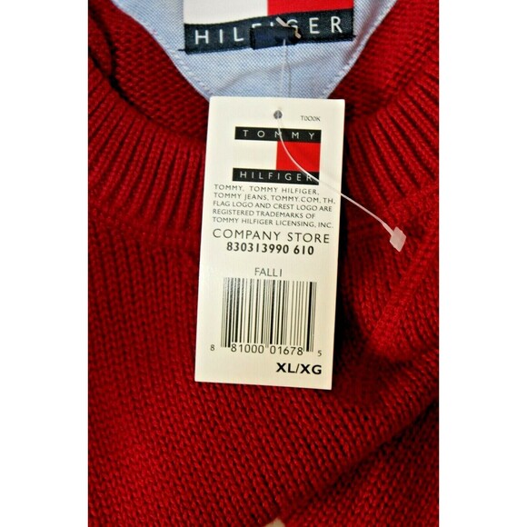 Tommy Hilfiger Sweater NWT Deadstock Vintage Red Crewneck Pullover Size XL - Picture 5 of 6